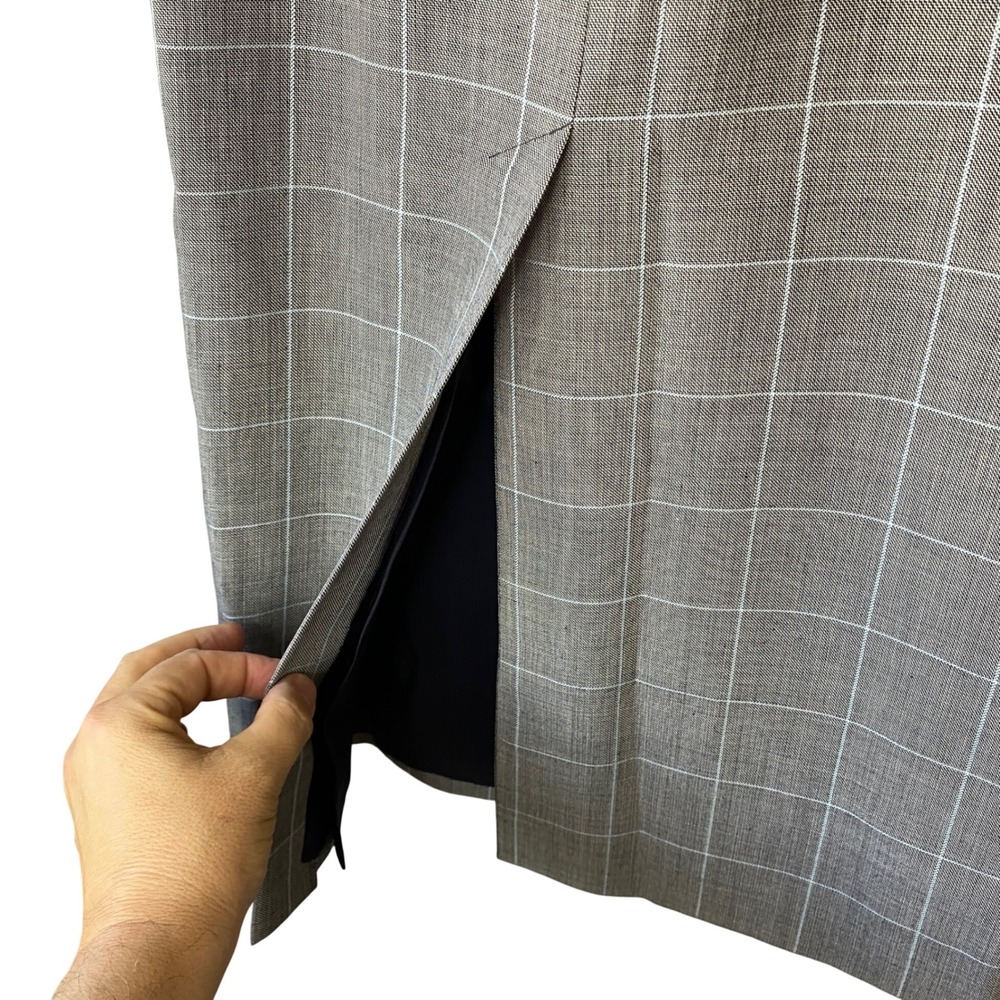 Escada Margaretha Ley Vintage Plaid Midi Skirt Grey Windowpane West Germany 38 - Picture 5 of 13